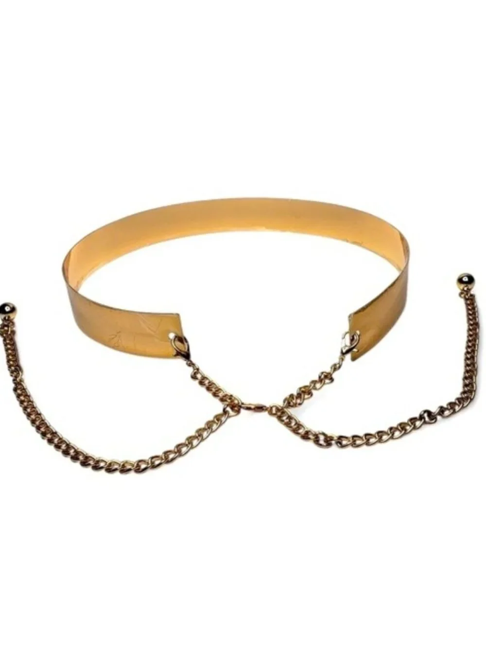 NWOT Gold Tone Hard Body Metal Chain Belt Women's Metallic Shiny Glitz Posh OS